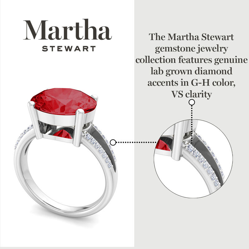 Martha Stewart 4 1/2ctw. Oval Ruby & Lab Grown Diamond Ring In Sterling Silver image number null